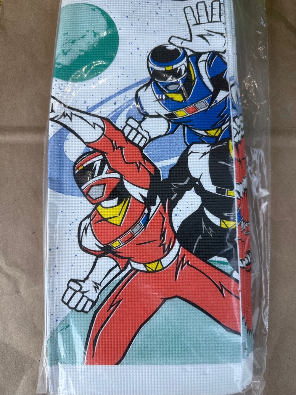 Vintage 1998 Power Rangers in Space Table Covering Happy Birthday Party Cloth